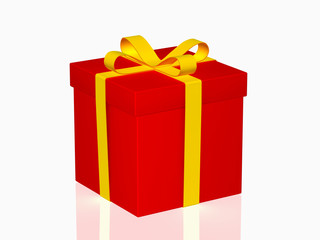 rotes Geschenk mit gelber Schleife