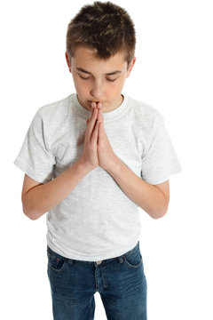 Spiritual boy praying, devotion, worship