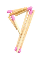 Digit 9 made of matches isolated on white with clipping path