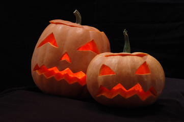 Two halloween pumpkins - Jack O'Lanterns