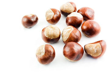 Isolated chestnuts background