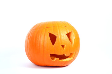 Halloween pumpkin over white background