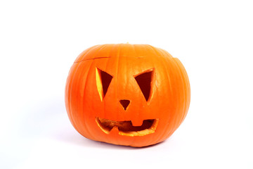 Halloween pumpkin over white background