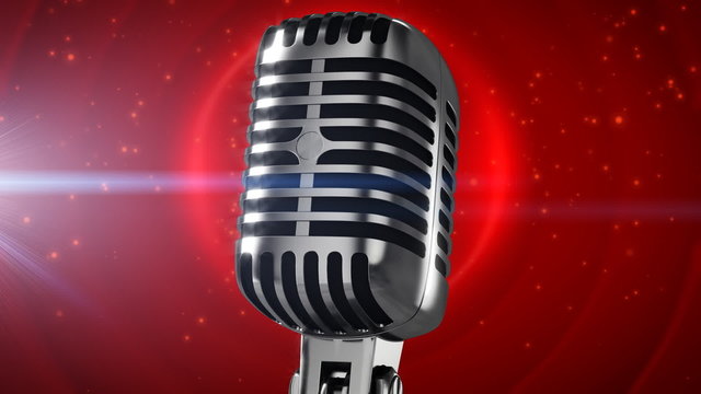 Microphone on stage with lens flare