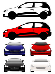 set of  cars full face and type for a design on a background