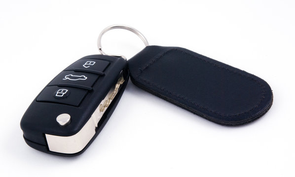 car key with leather fob and remote central locking