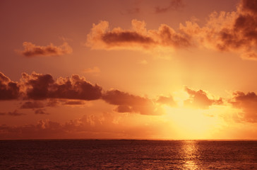 Sunset over South Pacific Ocean