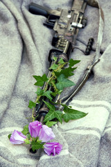 flowers in the rifle barrel military