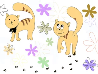 Foto op Plexiglas Katten katten cartoon