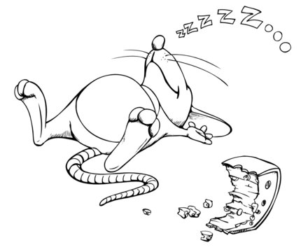 Maus, schlafen, K&auml;se, schnarchen, essen