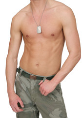 Neck-Down Portrait of a Fit Military Man