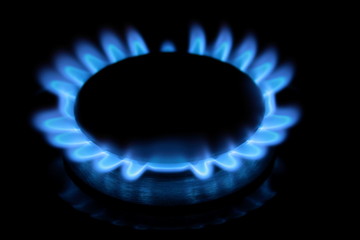 blue flame on a gas cooker