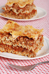 lasagna with a fork