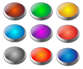 Set of gel metallic blank web buttons