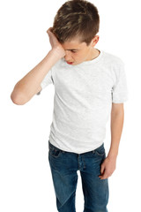 Boy child upset,  stressed or tired