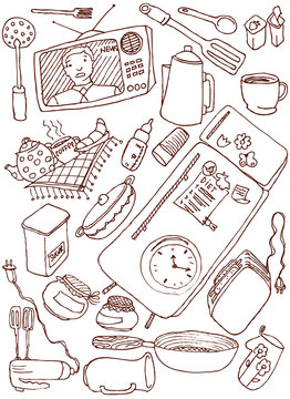 Kitchen doodles. Vector illustration