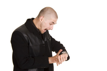 Businessman looking at his watch