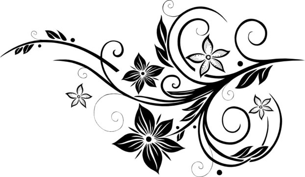 floral design element, flowers, Blumen, Bl&uuml;ten, Ranke