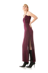Naklejka premium Woman wearing long elegant dress