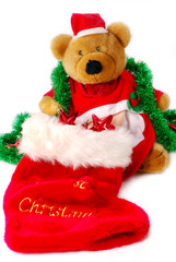 teddy bear in santa hat