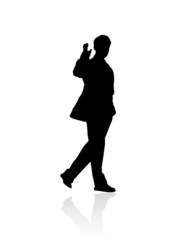 Black keep walking silhouette on white background