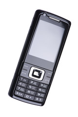 Black mobile phone closeup