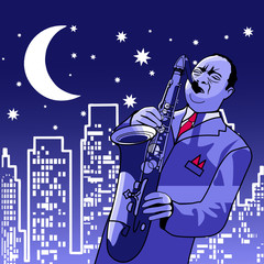 Illustration vectorielle d& 39 un saxophoniste