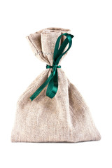 The linen bag fastened green flight