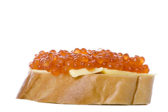 Red caviar with bread