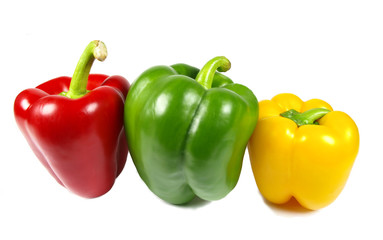 Colored peppers isolated on white