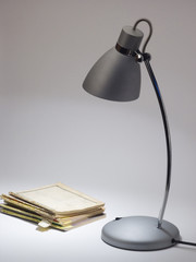 Desk lamp and magazine