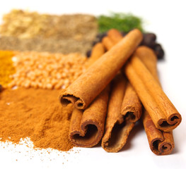 Collection of spices isolated on white