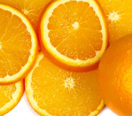 Orange with slices isolated on white