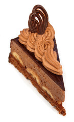Chocolate cake isolated on white