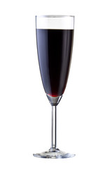 Glass with red wine, isolated on white.