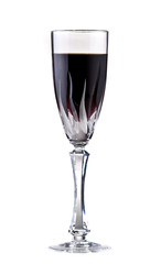 Glass with red wine, isolated on white.