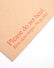 please do not bend cardboard backed envelope