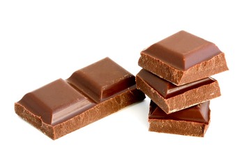 piece of chocolate isolated on white