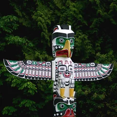 Tuinposter Totempfahl van de Indianen © twystydigi