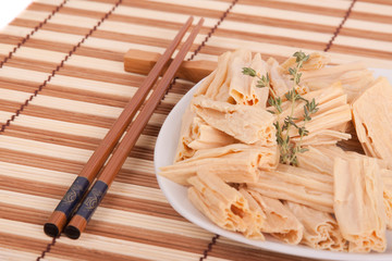 Fototapeta na wymiar Korean cuisine — soya asparagus