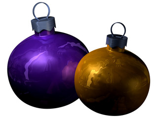 Boules de Noël violette et or