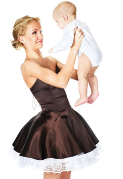 fashion model with a baby