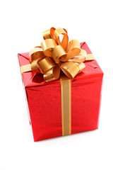 Christmas present on white