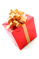 Christmas present on white