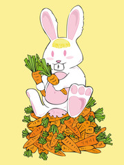 Fototapeta premium Rabbit on the carrots