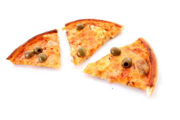 Tasty pizza with olives isolated on white