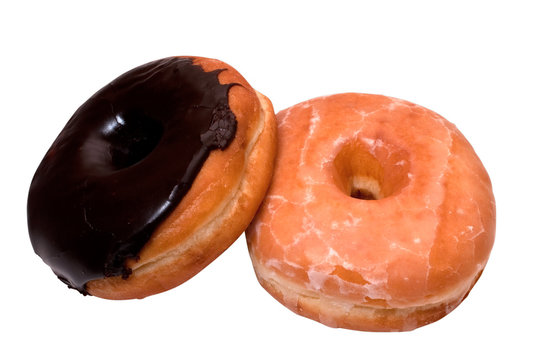 Chocolate and Glazed Donuts with Clipping Path