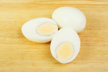 Boiled eggs on wood