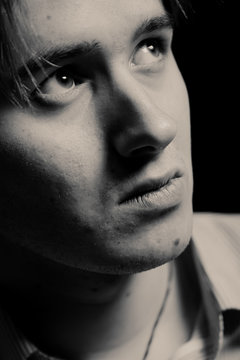 black&white portrait on the black ground
