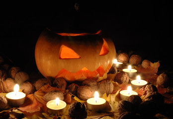 Halloween pumpkin still life